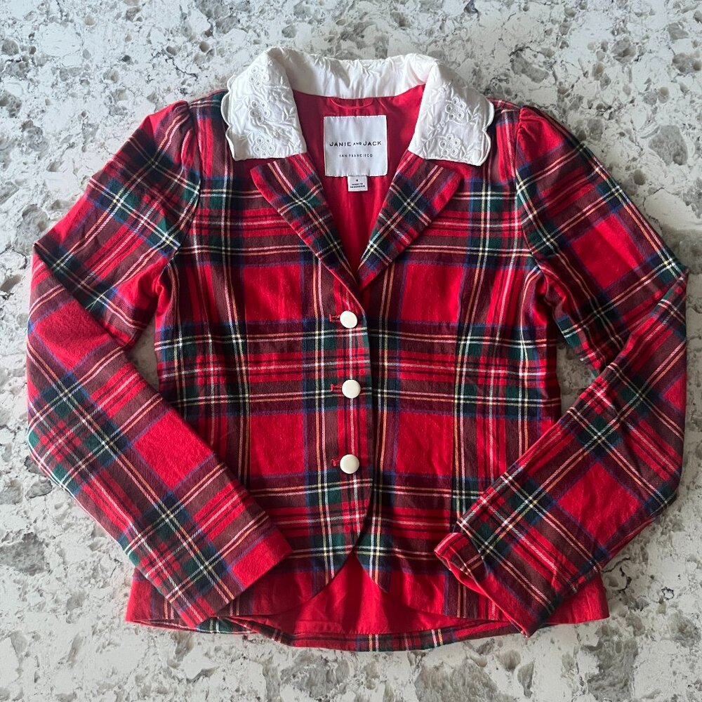 Janie & Jack red plaid blazer sz 8